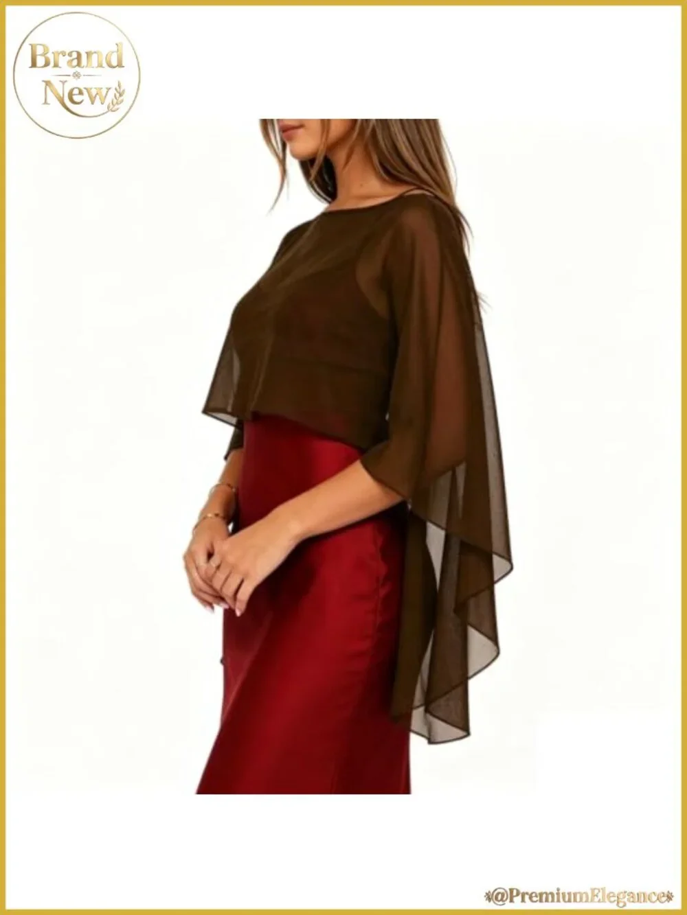 Women Chiffon Sheer Cape Poncho Top Shawl Wrap Evening Cover Up OS